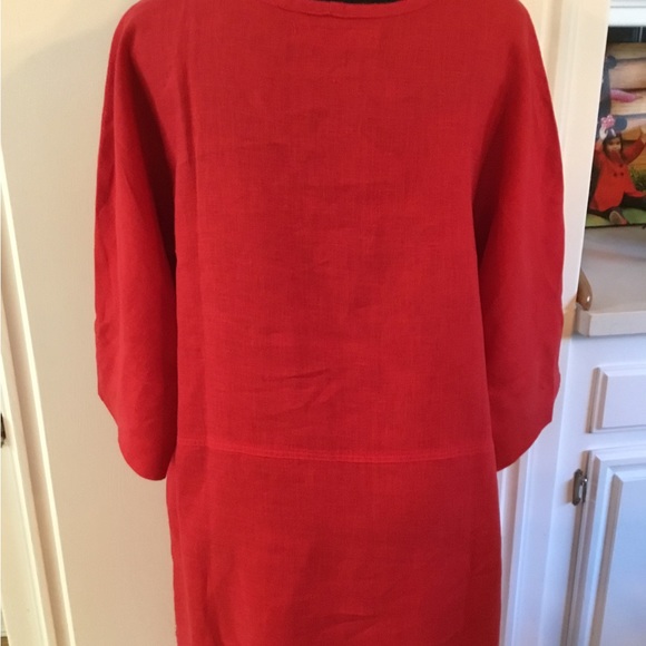 NWOT Flax Dress 100% Linen Red Pockets! L - Picture 6 of 8